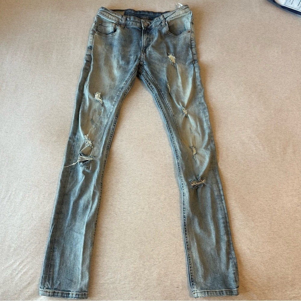 Zara Men's Ripped Blue Skinny Jeans